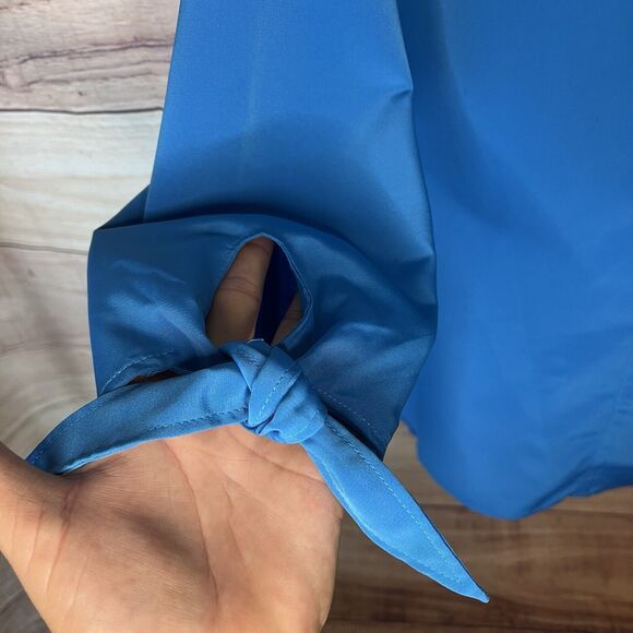 Lands' End Women's Bracelet Sleeve Blouse Top Siam Blue 12 - Picture 10 of 10